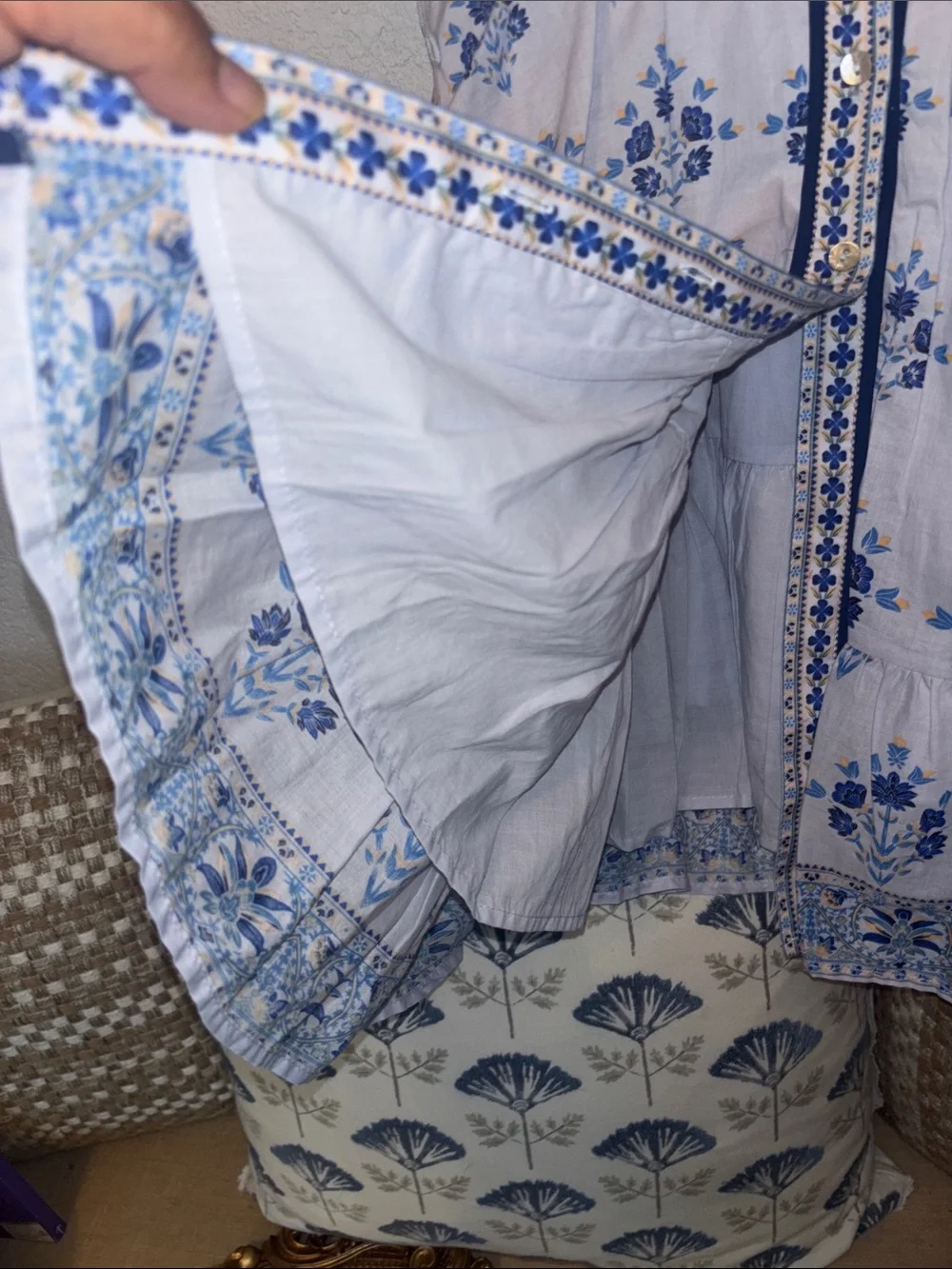 A Loves A Blue Floral Puff-Sleeve Kids Dress